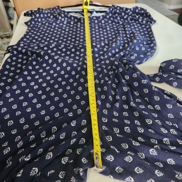 Old Navy Womens Navy Blue White Printed Jumpsuit Size Tall Large Tie Waist - Picture 13 of 16